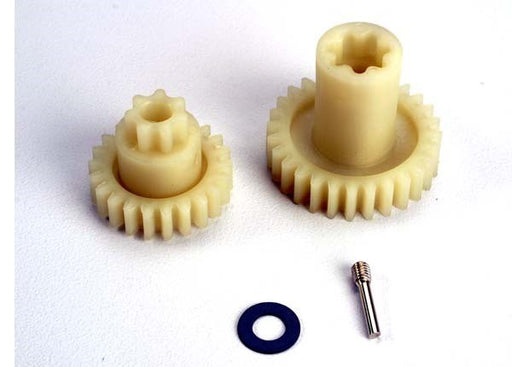 Traxxas 4995 - Primary gears: forward (28-T)/ reverse (22-T)/ set screw yoke pin M3/12 (1)/ 5x10x0.5mm Teflon washer (1) (8827802517741)