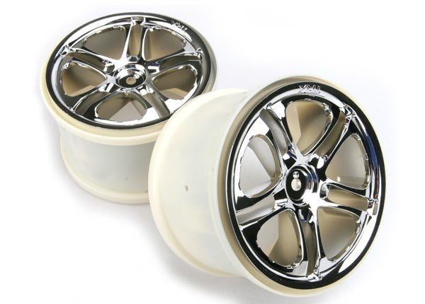 Traxxas 5172X - Wheels SS (Split-Spoke) 3.8" (chrome) (2) (fits Revo /T-Maxx /E-Maxx with 6mm axle and 14mm hex) (791384784945)