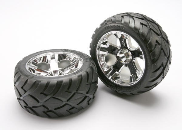 Traxxas 5577R - Tires & Wheels Assembled Glued (All-Star Chrome Wheel