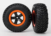 Traxxas 5863 - Tires & wheels assembled glued black orange beadlock wheels (2) (4WD f/r 2WD rear) (8338403000557)