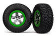 Traxxas 5865 - Tires & wheels assembled glued SCT green beadlock wheel (2) (2WD front) (8827943256301)