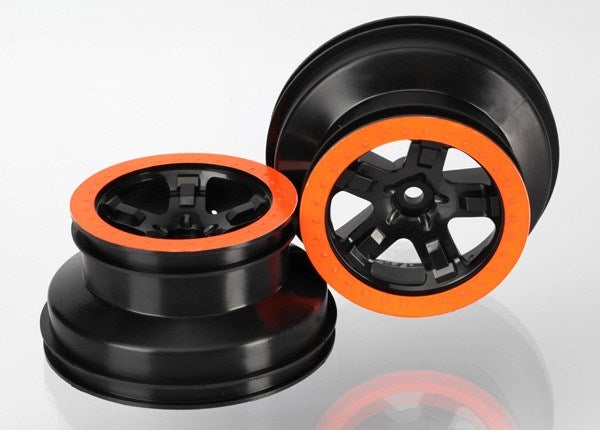 Traxxas 5868X - Wheels Sct Black Orange Beadlock Style Dual Profile (2.2" outer 3.0" inner) (4WD f/r 2WD rear) (2)