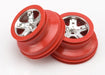 Traxxas 5874A - Wheels SCT Satin Chrome Red Beadlock Style Dual Profile (2.2" outer 3.0" inner) (2WD front) (2) (8827974942957)