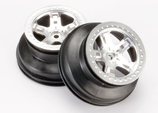 Traxxas 5874 - Wheels Sct Satin Chrome Beadlock Style Dual Profile (2.2" outer 3.0" inner) (2WD front)