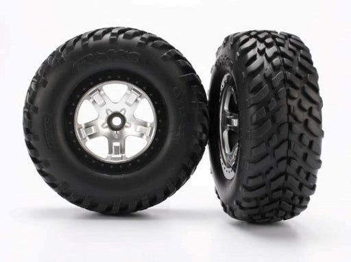 Traxxas 5875X - Tires & wheels assembled glued SCT satin black beadlock wheels (2WD f) (8827975041261)