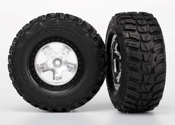 Traxxas 5880 - Tires & wheels assembled glued (SCT black beadlock wheels (2) (4WD f/r 2WD r)
