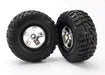 Traxxas 5881 - Tires & wheels assembled glued (SCT satin chrome black beadlock style wheels Kumho tires foam inserts) (2) (2WD front) (8827944042733)