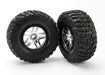 Traxxas 5882 - Tires & wheels assembled glued (SCT Split-Spoke satin chrome black beadlock style wheels Kumho tires foam inserts) (2) (2WD front) (8827944173805)