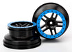 Traxxas 5886A - Wheels SCT Split-Spoke Black Blue Beadlock Style Dual profile (2.2" outer 3.0" inner) (2WD front) (2) (8827975467245)