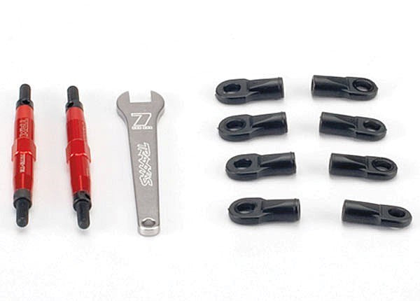 Traxxas 5938R - Toe links Slayer (Tubes 7075-T6 aluminum red) (74mm fits front or rear) (2)/ rod ends rear (4)/ rod ends front (4)/ wrench (1) (769268777009)