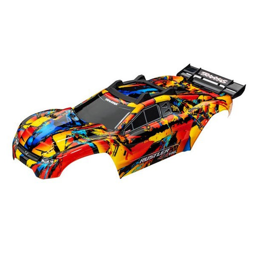 Traxxas 6718R - Body Rustler 4x4 VXL Solar Flare (painted decals applied) (assembled) (8828009382125)