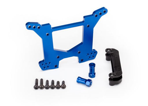 Traxxas 6738X Shock tower rear 7075-T6 aluminum (blue-anodized) (1)/ body mount bracket (1) (7637925134573)