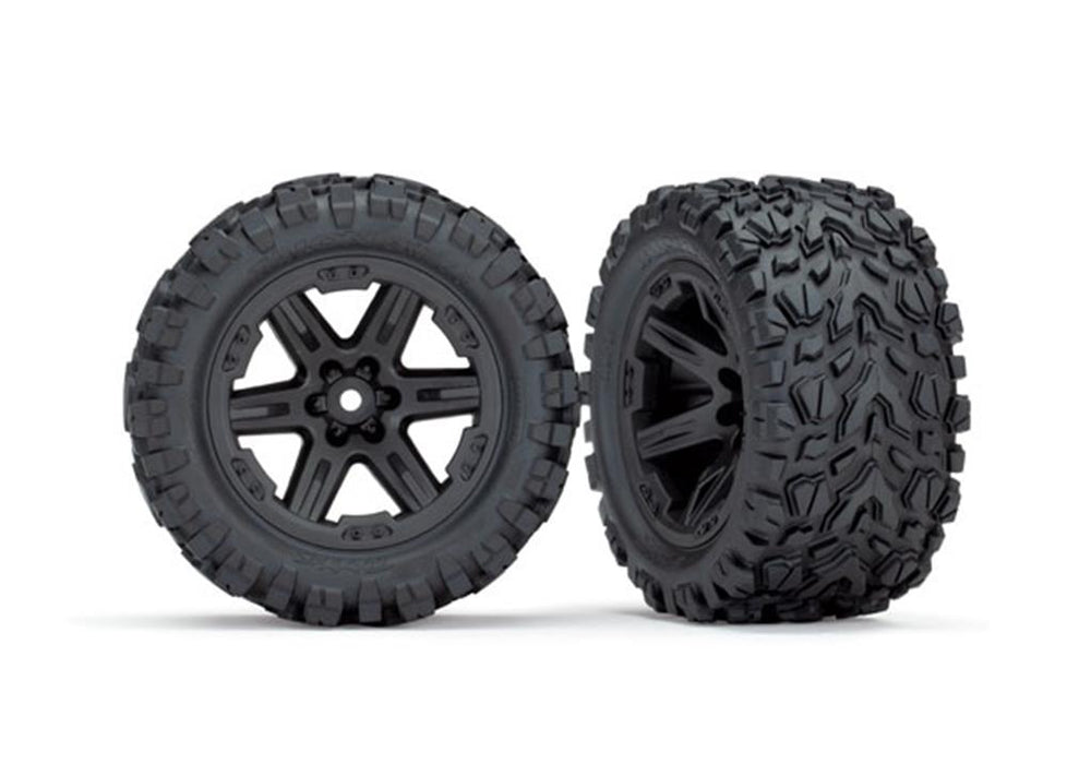 Traxxas 6773 - 2.8' RXT black wheels Talon Extreme tires (2)
