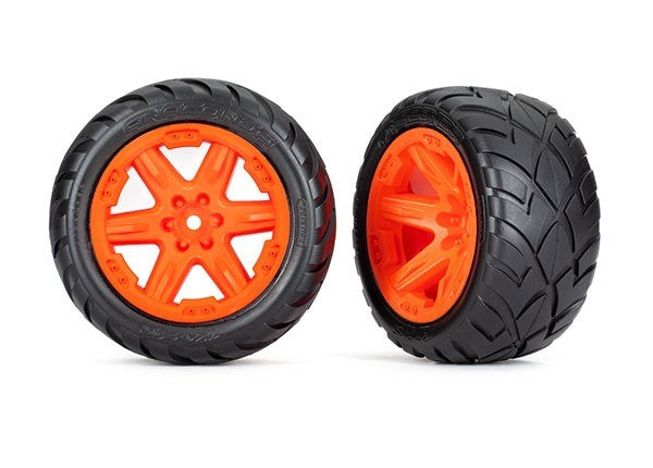 Traxxas 6775A Tires & wheels assembled glued 2.8" Anaconda tires Orange