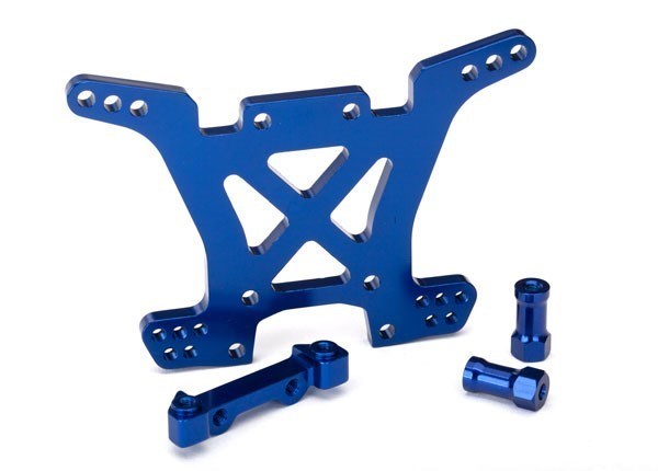 Traxxas 6838X - Shock Tower Rear 7075-T6 Aluminum (Blue-Anodized) (7622654361837)