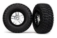 Traxxas 6873X - Tires & wheels assembled glued SCT chrome black beadlock (2) (4WD f/r 2WD rear) (8338403819757)