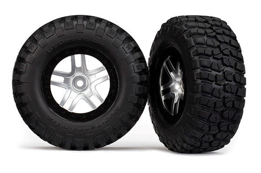 Traxxas 6873X - Tires & wheels assembled glued SCT chrome black beadlock (2) (4WD f/r 2WD rear) - Hobby City NZ