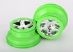 Traxxas 6875 - Wheels SCT Chrome Green Beadlock Style Dual Profile (2.2" outer 3.0" inner) (2) (4WD front/rear 2WD rear only) (769124597809)