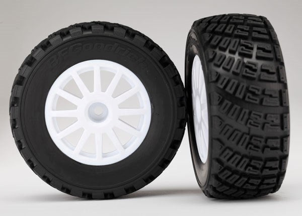 Traxxas 7473 - Tires & Wheels Assembled Glued (white wheels gravel pattern tires foam inserts) (2) (TSM rated) (8827961016557)