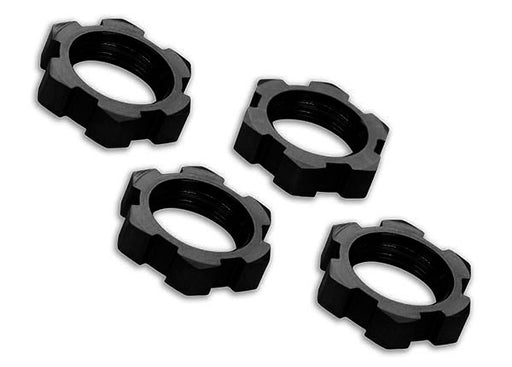 Traxxas 7758A Wheel nuts splined 17mm serrated (black-anodized) (4) (8299057217773)