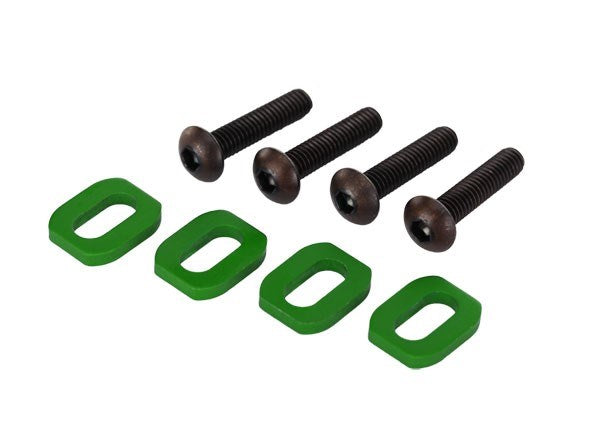 Traxxas 7759G - Washers motor mount aluminum (green-anodized) (4)/ 4x18mm BCS (4)