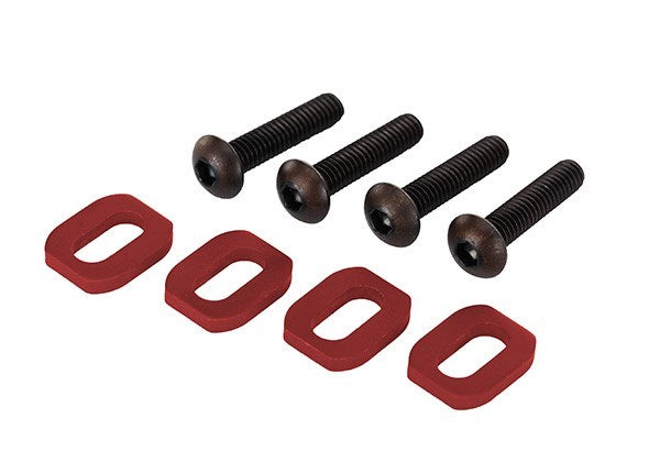 Traxxas 7759R - Washers motor mount aluminum (red-anodized) (4)/ 4x18mm BCS (4) (8827979399405)