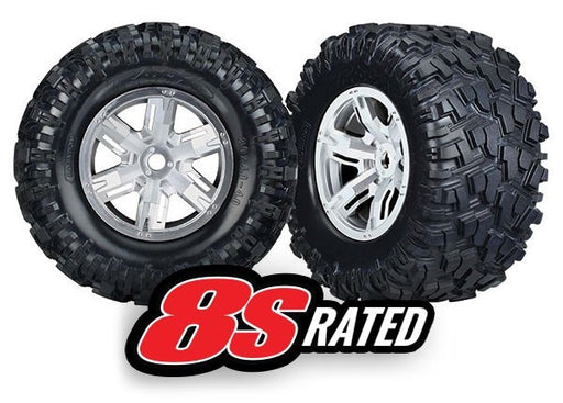 Traxxas 7772R - X-Maxx Satin Chrome Wheels Maxx At Tires (2) (789136408625)