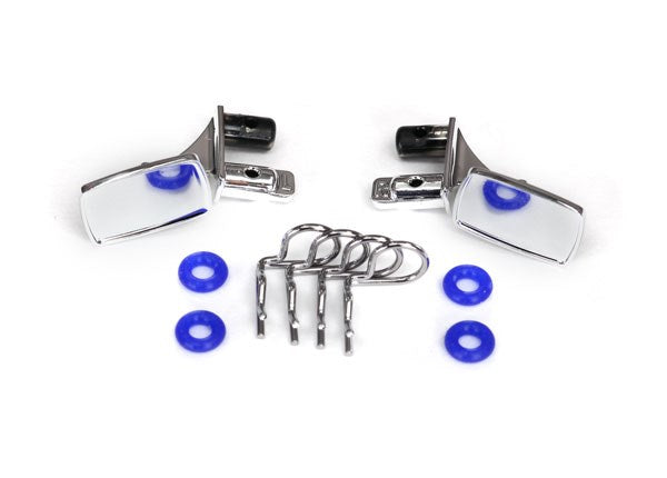 Traxxas 8133 Mirrors side chrome (left & right)/ o-rings (4)/ body clips (4) (fits #8130 body) (7647761891565)