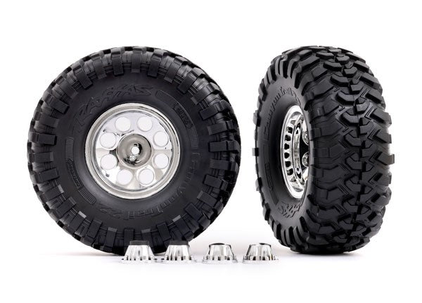 Traxxas 8184 Tires and wheels assembled glued (2.2' classic chrome wheels Canyon Trail) (2) (8120451105005)