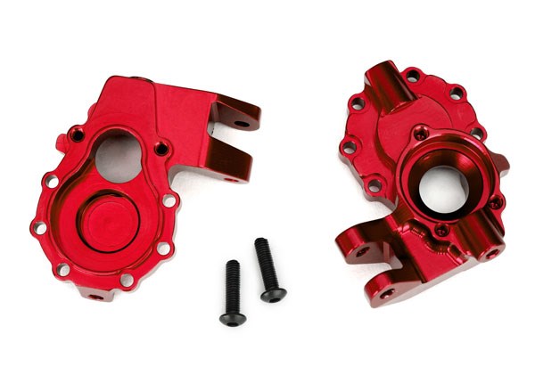 Traxxas 8252R Portal housings inner (front) 6061-T6 aluminum (red-anodized) (2)/ 3x12 BCS (2)