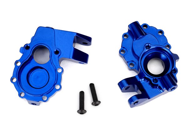 Traxxas 8252X Portal housings inner (front) 6061-T6 aluminum (blue-anodized) (2)/ 3x12 BCS (2)