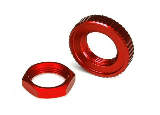 Traxxas 8345R - Servo saver nuts aluminum red-anodized (hex (1) serrated (1)) - Hobby City NZ (8827989328109)