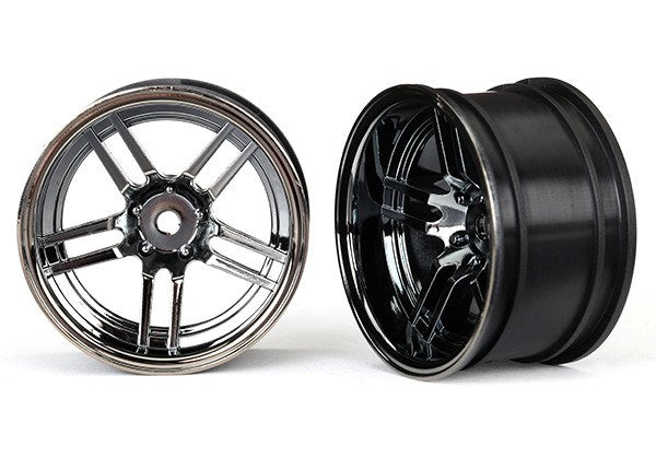 Traxxas 8372 - Wheels 1.9" Split-Spoke (Black Chrome) (Wide Rear) (2) (769145765937)