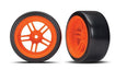 Traxxas 8377A - Tires and wheels assembled glued (split-spoke orange wheels 1.9" Drift tires) (rear) - Hobby City NZ