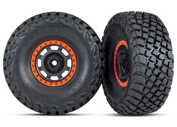 Traxxas 8472 - Desert Racer Wheels Black/Orange Beadlock Bfgoodrich Baja Kr3 Tires (2) - Hobby City NZ (789142798385)
