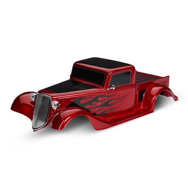 Traxxas 9335R - Body Factory Five '35 Hot Rod Truck complete (red) (painted decals applied)