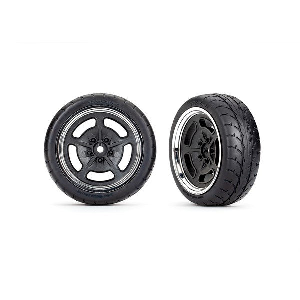 Traxxas 9372 - Tires and wheels assembled glued (black with chrome wheels 2.1" Response tires) (front) (2)