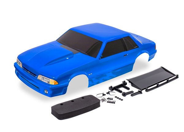 Traxxas 9421X Body Ford Mustang Fox Body blue (painted decals applied) (8828010725613)