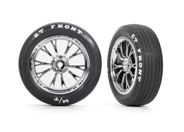 Traxxas 9474R Tires And Wheels Assembled Glued (Weld Chrome Wheels Tires Foam Inserts) (Front) (2) (7546263896301)