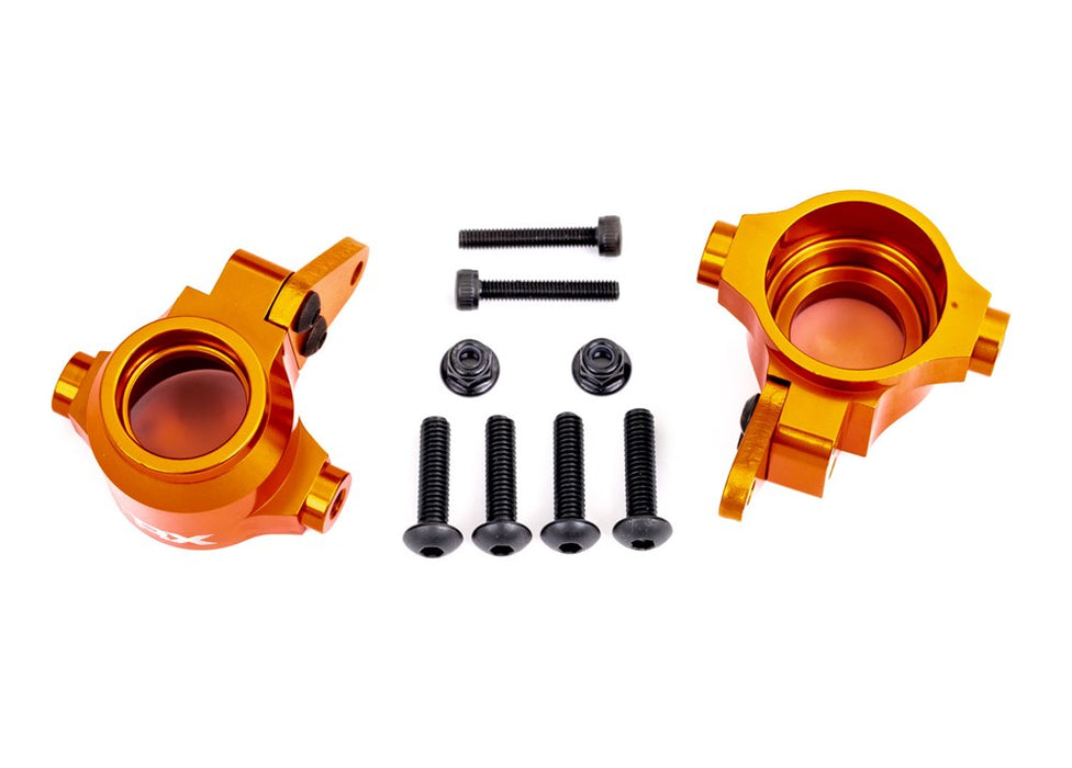 Traxxas 9635T Steering blocks 6061-T6 aluminum (orange-anodized) (8137537650925)