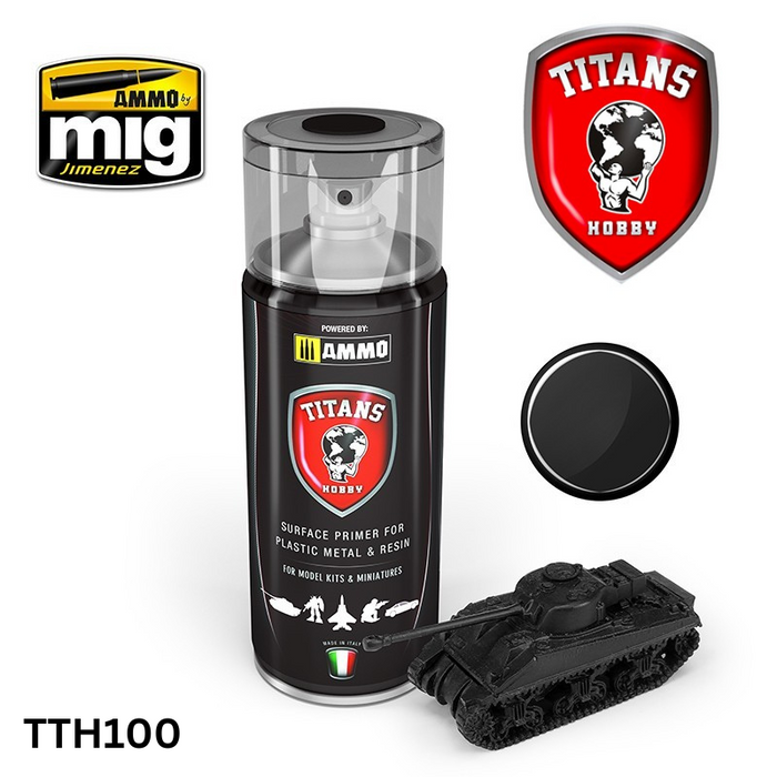 Titans Hobby TTH100 Matt Black Primer 400ml (8471019159789)