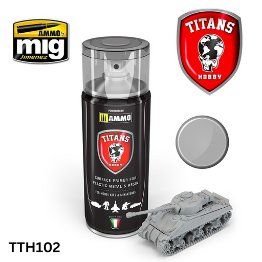 Titans Hobby TTH102 Matt Light Grey Primer 400ml - Hobby City NZ