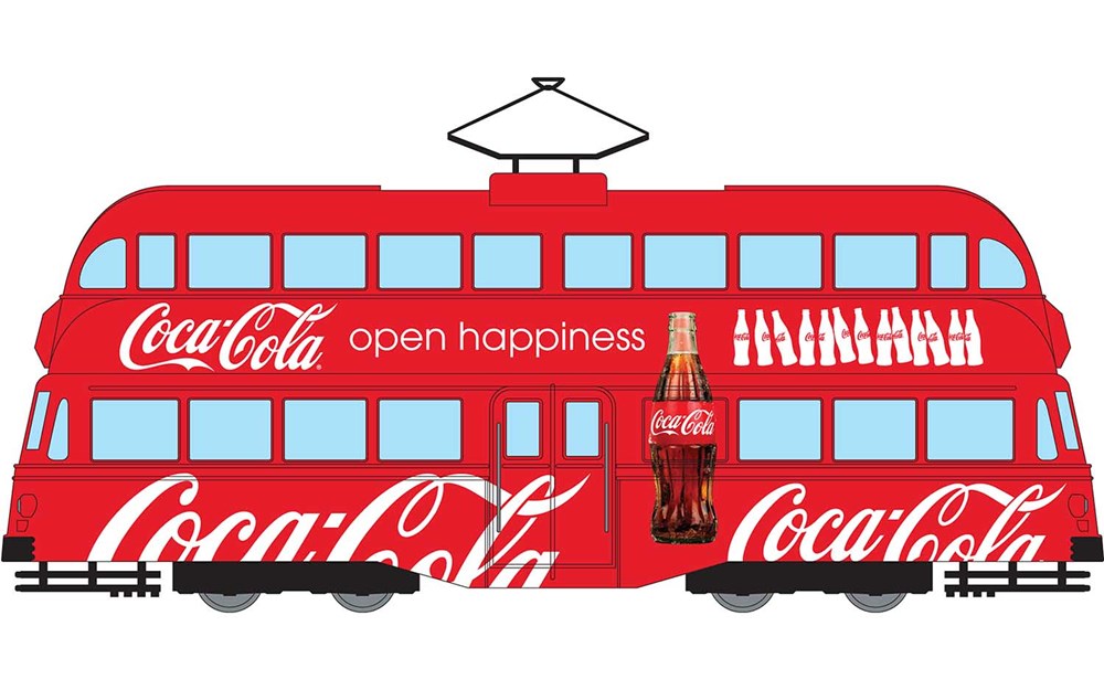 Corgi CC43515 1/76 Coke D/D Tram-Open Happin (7825144676589)