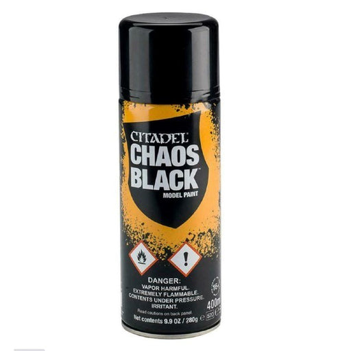 Citadel 62-02 Spray Paint: Chaos Black - Basecoat 400ml - Hobby City NZ (8225541849325)