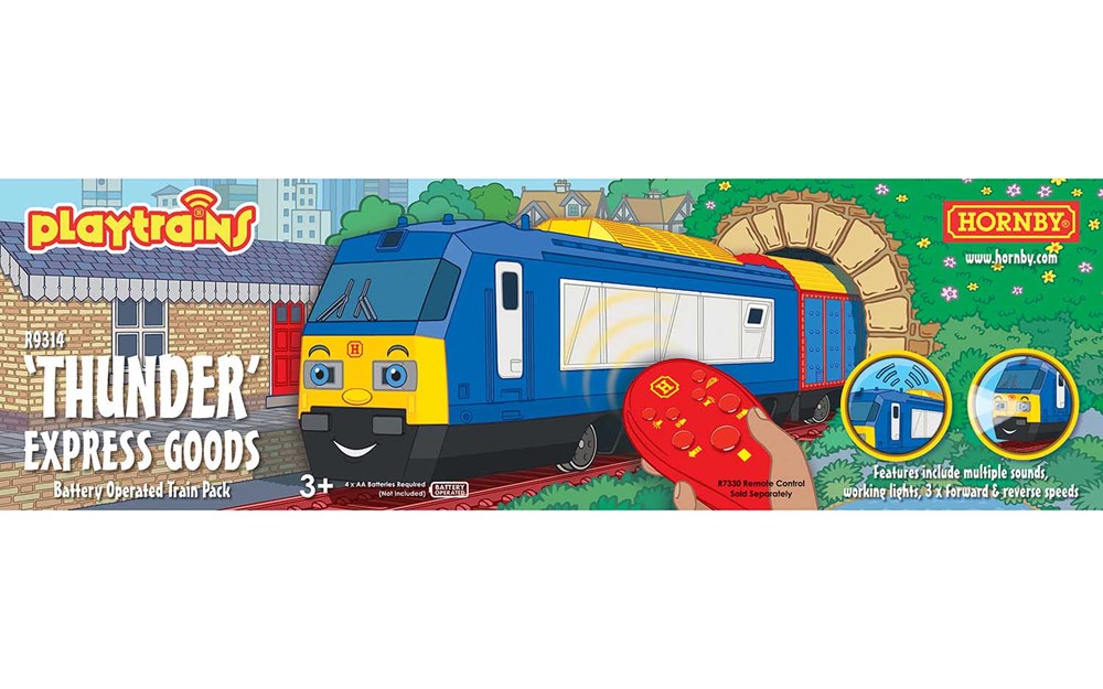 Hornby R9314 PlaytrainsTrainPk: Thunder loco with 1 goods van (7724224643309)