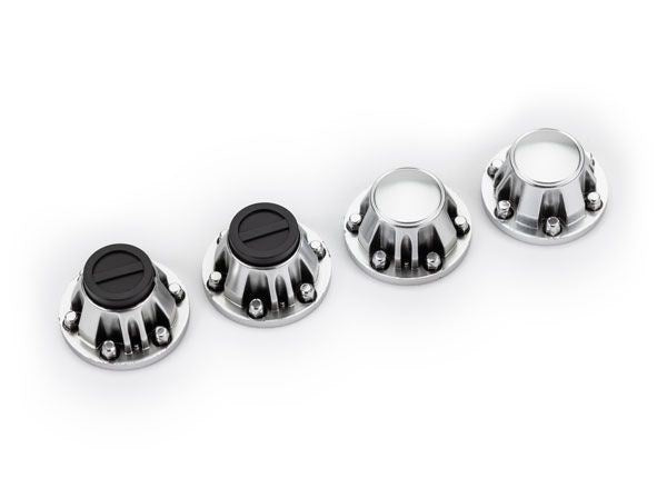 Traxxas 8152 Center caps wheel (satin chrome) (4) (requires #8255A extended thread stub axle)