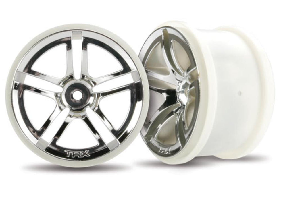 Traxxas 3774 - Wheels Twin-Spoke 2.8' (Chrome) (Electric Rear) (2) (769061716017)