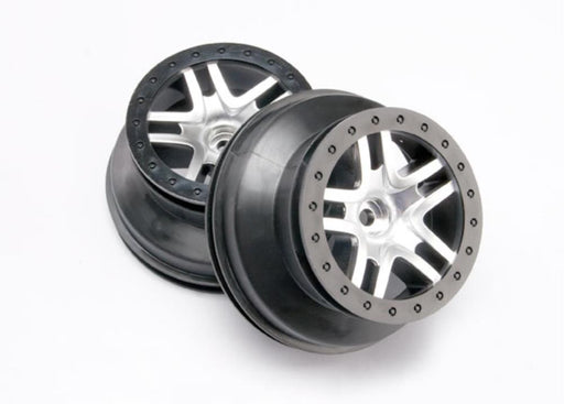 Traxxas 5876 - Wheels Sct Split-Spoke Satin Chrome Black Beadlock Style Dual Profile (2) (8827943878893)