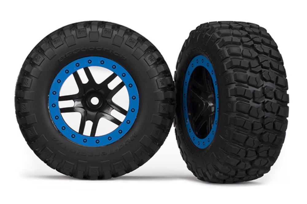 Traxxas 5885A - Sct Split-Spoke Black/Blue Beadlock Wheels Bfgoodrich Mud-Terrain Km2 Tires (2) (8827975336173)